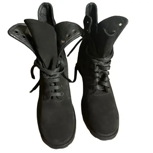275 Central BLK Suede Leather Combat Lace Up Boots - Picture 8 of 8